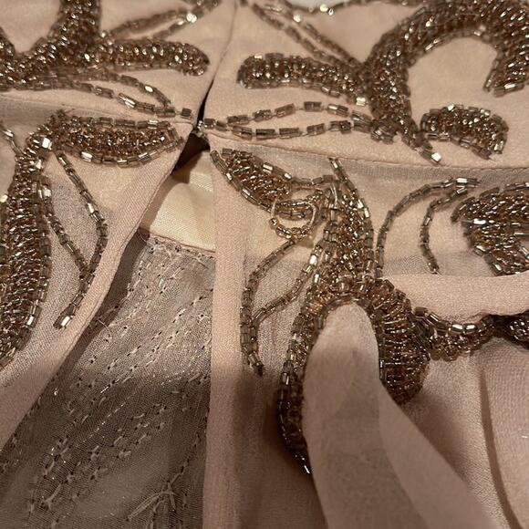 Bella Diosa Collection Vintage 90'S Maxi Dress Beige Beaded Sheer Accent Size 12 - Picture 16 of 16